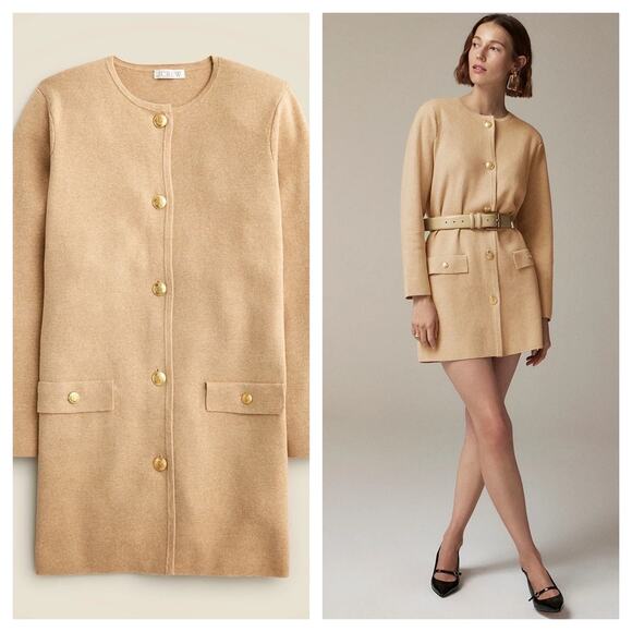 J. Crew Dresses & Skirts - J.Crew Long Giselle Knit Button Front Cardigan Oversized Blazer Dress Size XS